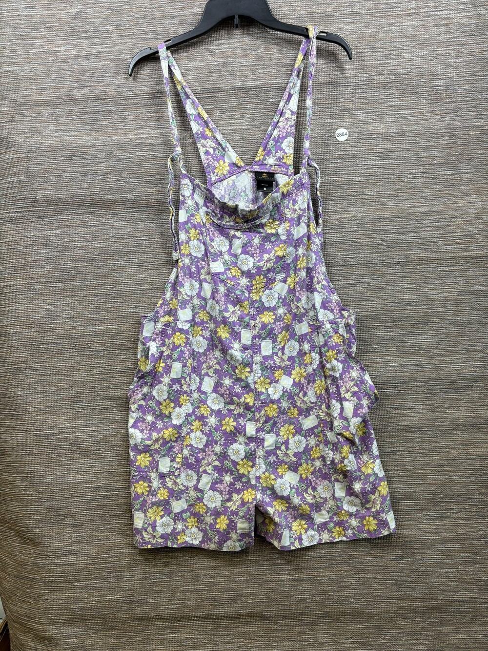 Disney Tangled Purple Floral Short Overalls Romper